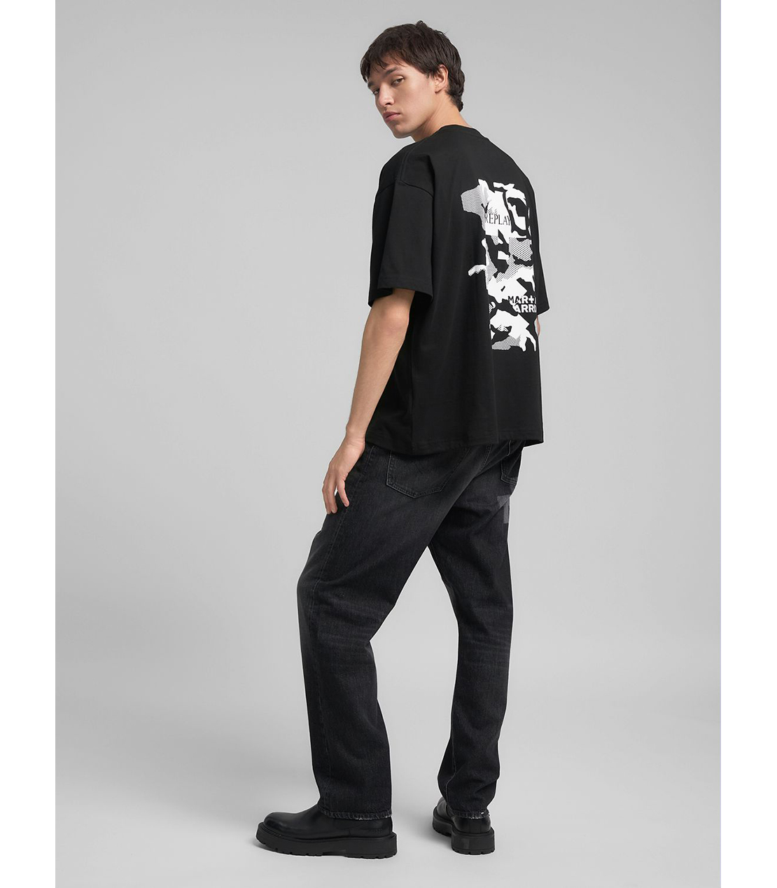 オーバーフィット REPLAY X MARTIN GARRIX ロゴ&グラフィックTシャツ 詳細画像 ブラック 3